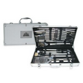 24 Piece Deluxe Stainless Steel Barbecue Set w/ Metal Case